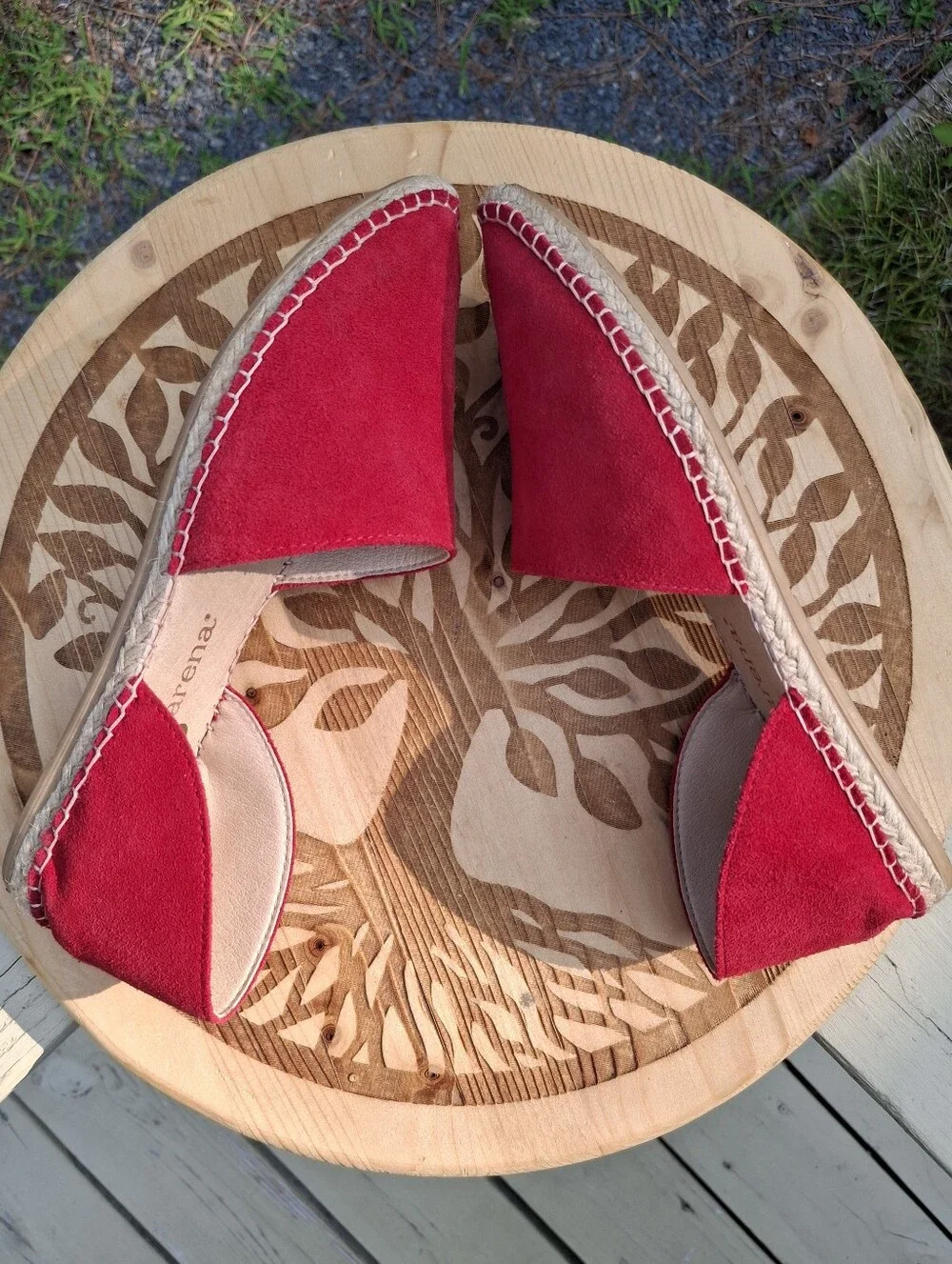 Macarena Iris Red Suede D'Orsay Flat Espadrille Sandals Size 38 Euro 7.5 US
